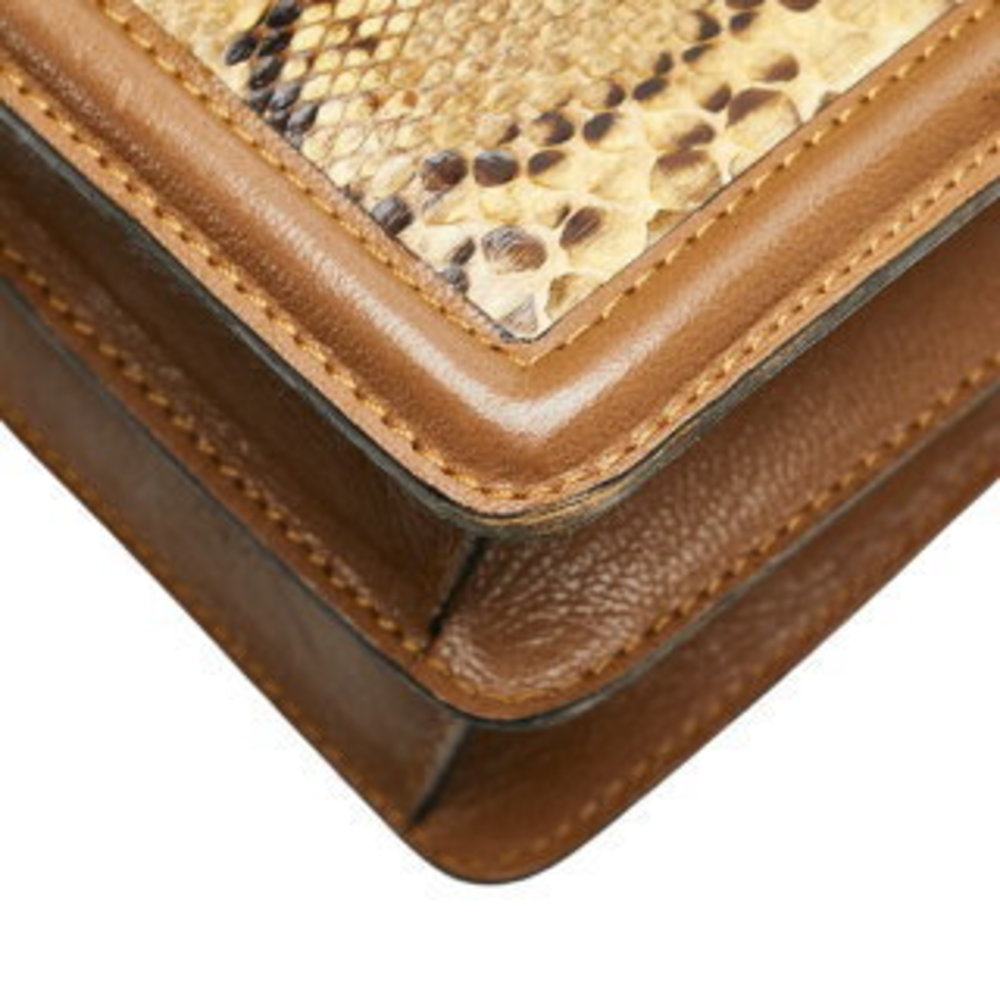 Saint Laurent Python Shoulder Bag Brown Leather S - image 7